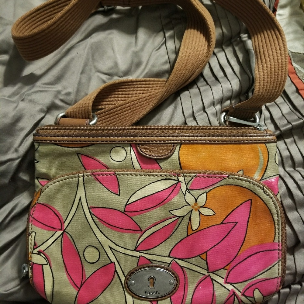 Fossil Key-Per Coated Canvas Crossbody Purse